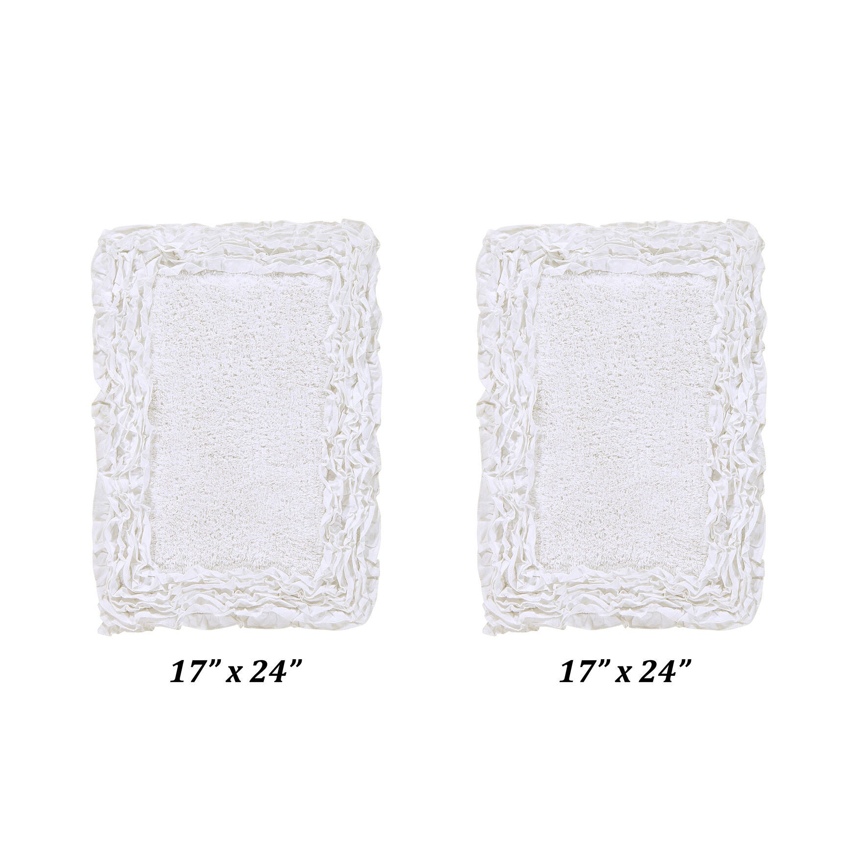 Shaggy Border Bath Rug Mat, 2 Pc Set, (17 inches X 24 inches | 17 inches X 24 inches), WHITE, hi-res image number 0