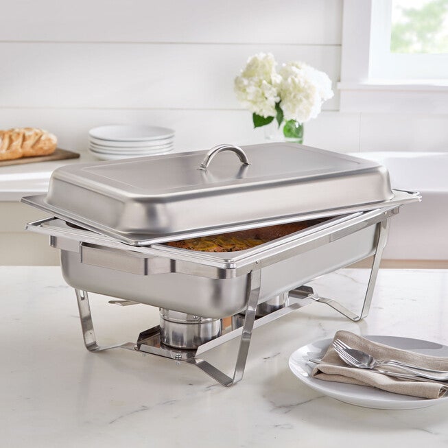 9-Qt. Stainless Rectangular Chafing Dish, STAINLESS, hi-res image number 0