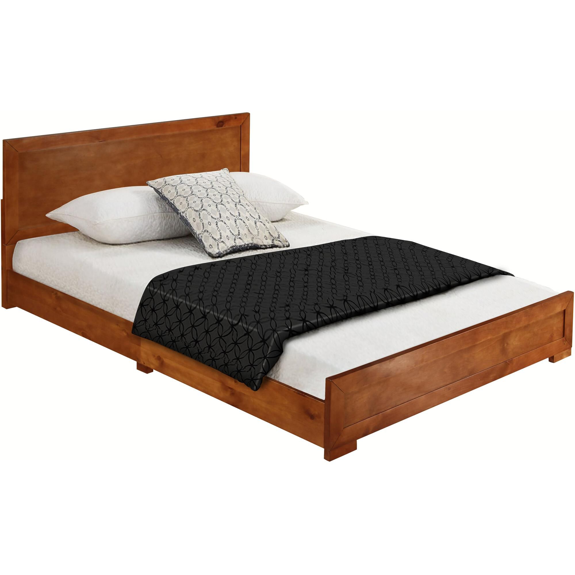 Trent Wooden Platform Bed in Walnut, Queen, CHERRY, alternate image number 1