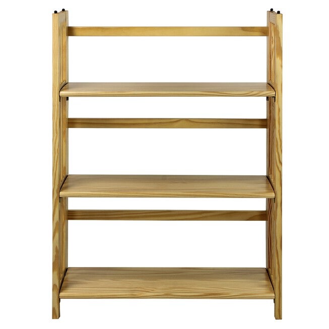 3-Shelf Folding Stackable Bookcase 27.5 inches Wide-Natural, NATURAL, hi-res image number null