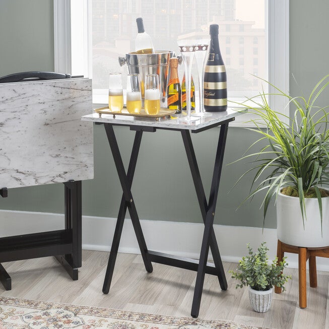 White Faux Marble Tray Set, , alternate image number null