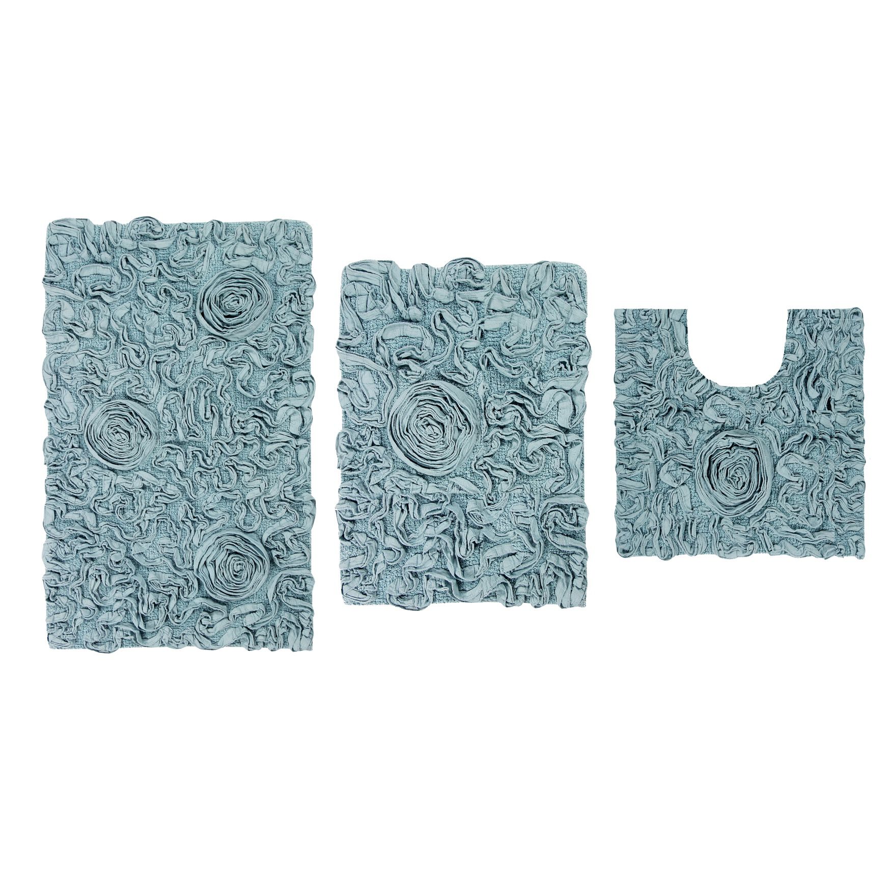 Bellflower 3-Pc. Bath Rug Set, BLUE, hi-res image number 0