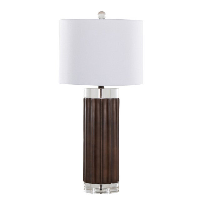 Cylinder Fluted 29.25 inches Polyresin Table Lamp - Set Of 2, BROWN CLEAR WHITE, hi-res image number 0