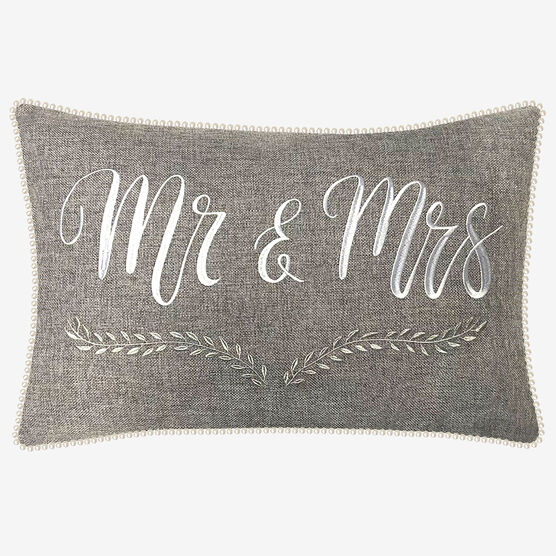 "Mr & Mrs" Decorative Pillow, GREY, hi-res image number null