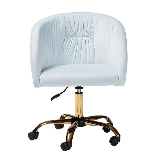 Ravenna Contemporary Glam And Luxe Aqua Velvet Fabric And Gold Metal Swivel Office Chair, , alternate image number 4