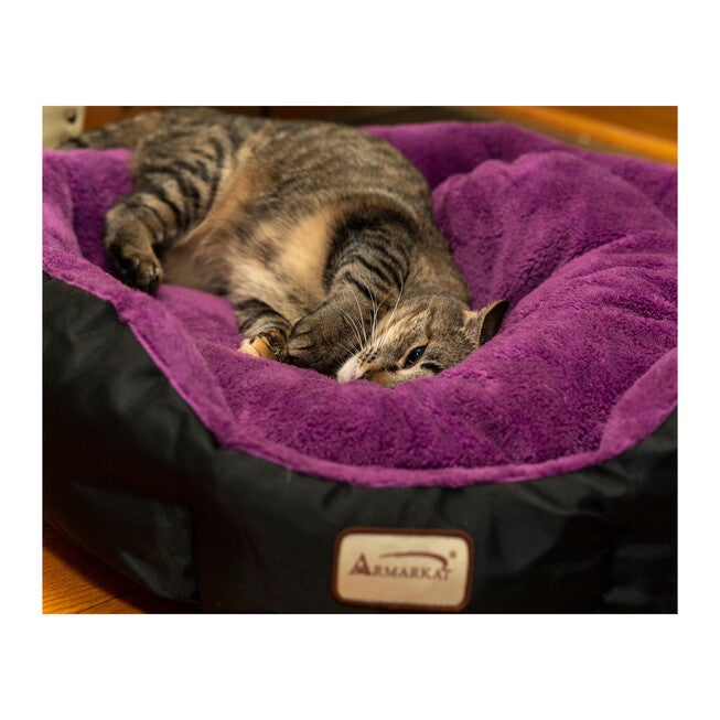 Armarkat Large, Soft Cat Bed In Purple And Black - C101Nh/Zh Cat Bed, , alternate image number null