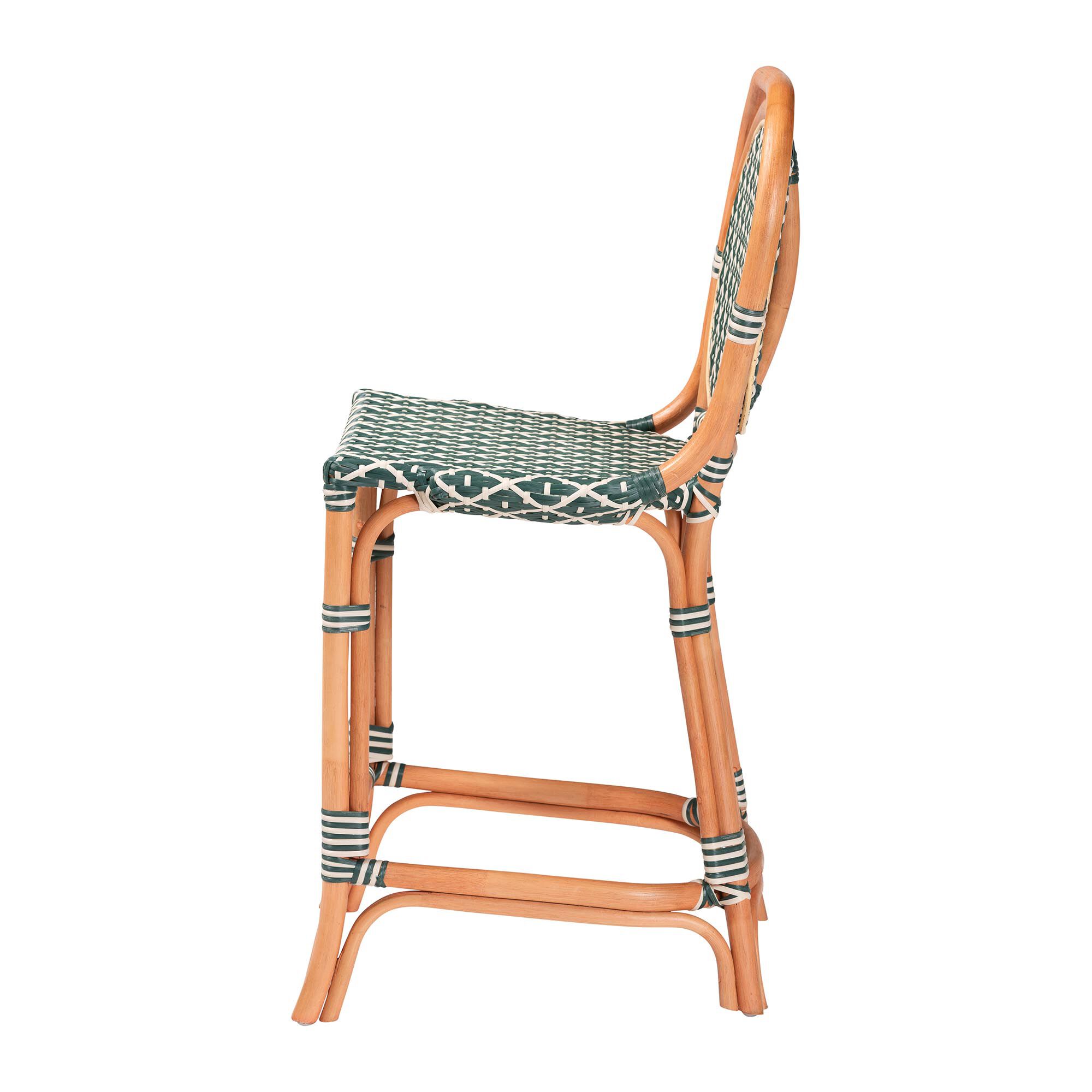 Mattie Rattan Bistro Counter Stool, Green, GREEN, alternate image number 3