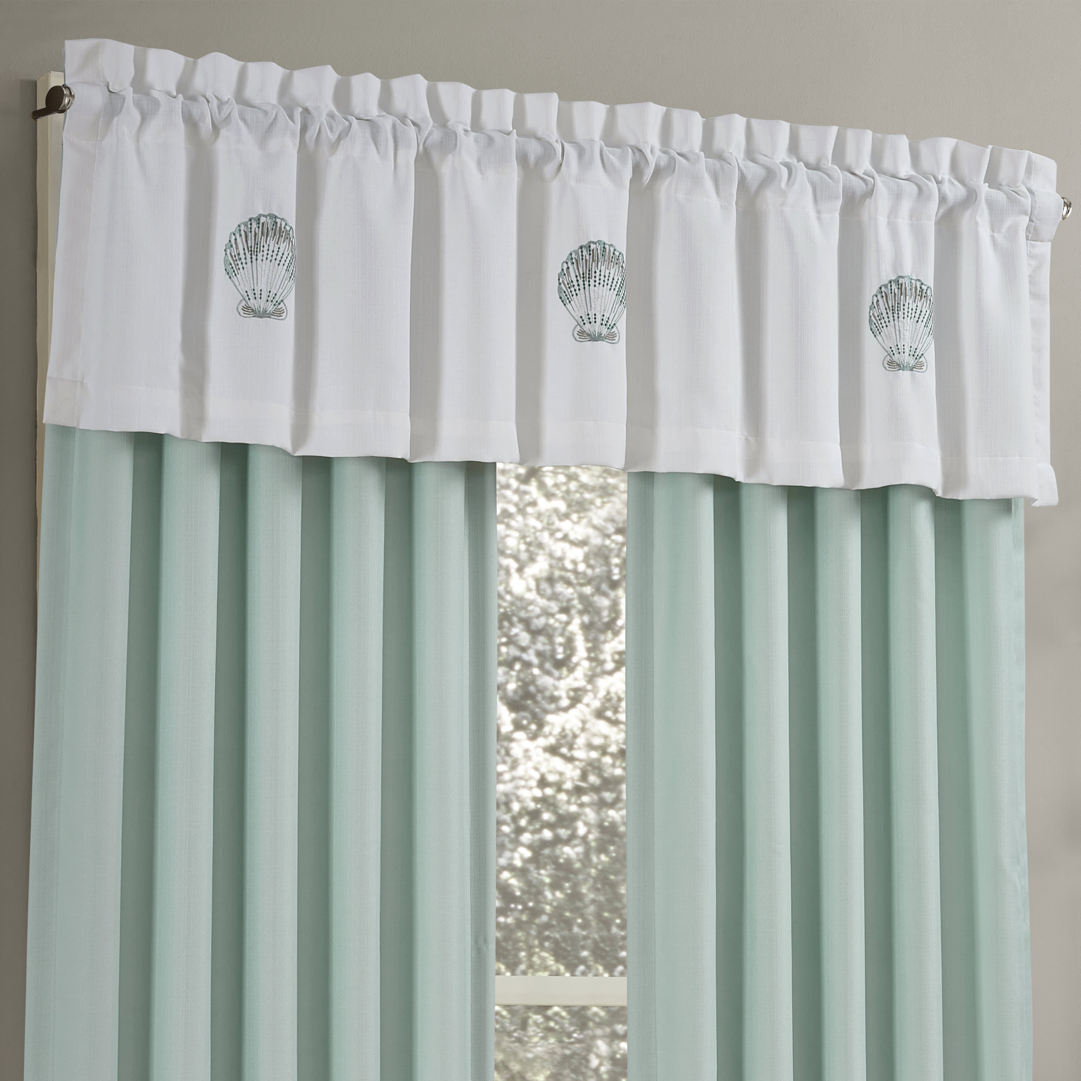 Water's Edge Window Straight Valance, AQUA, hi-res image number 0