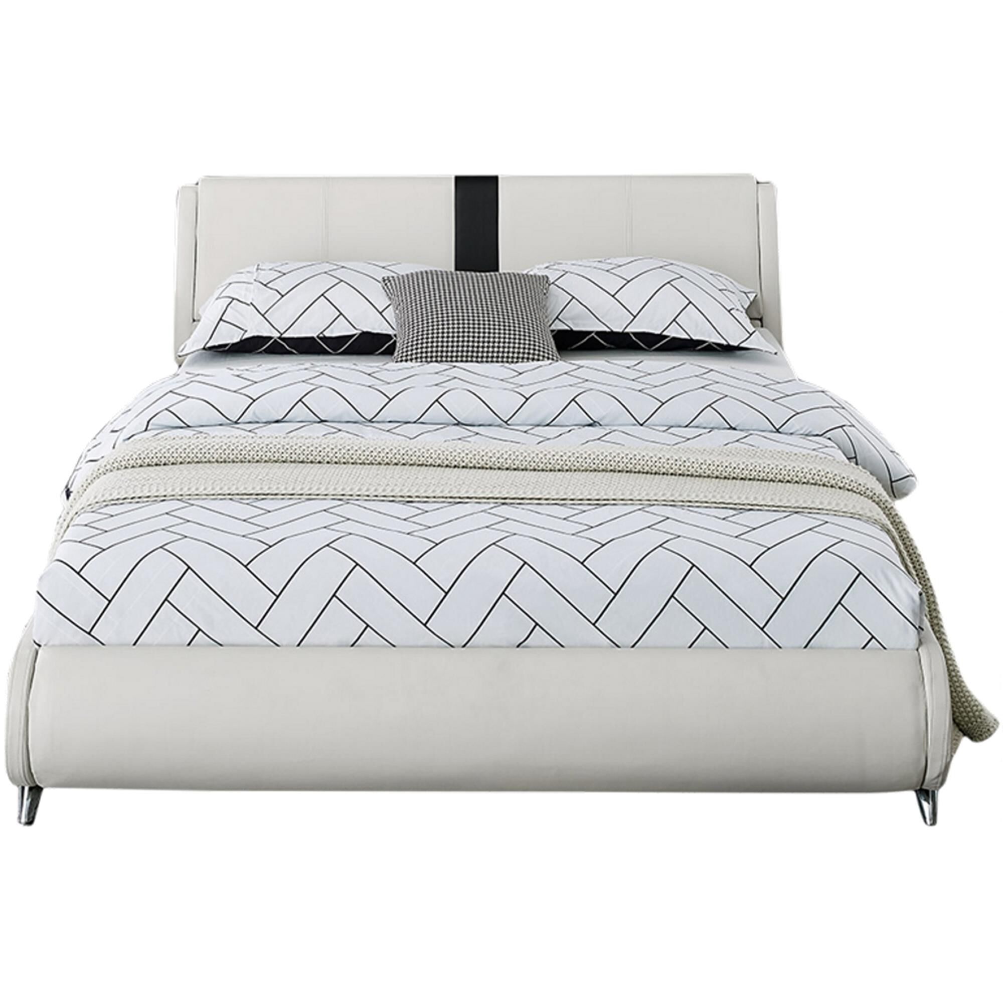 Carlton Platform Bed, Queen, White, WHITE, hi-res image number 0
