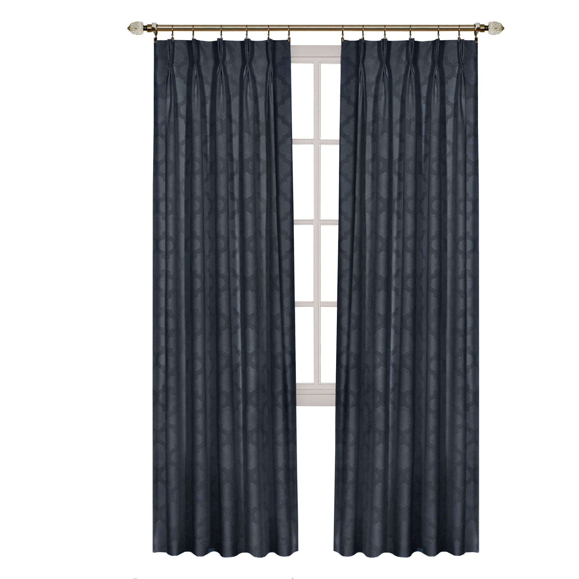 Windsor Room Darkening Pinch Pleat Window Curtain Panel, NAVY, alternate image number 1