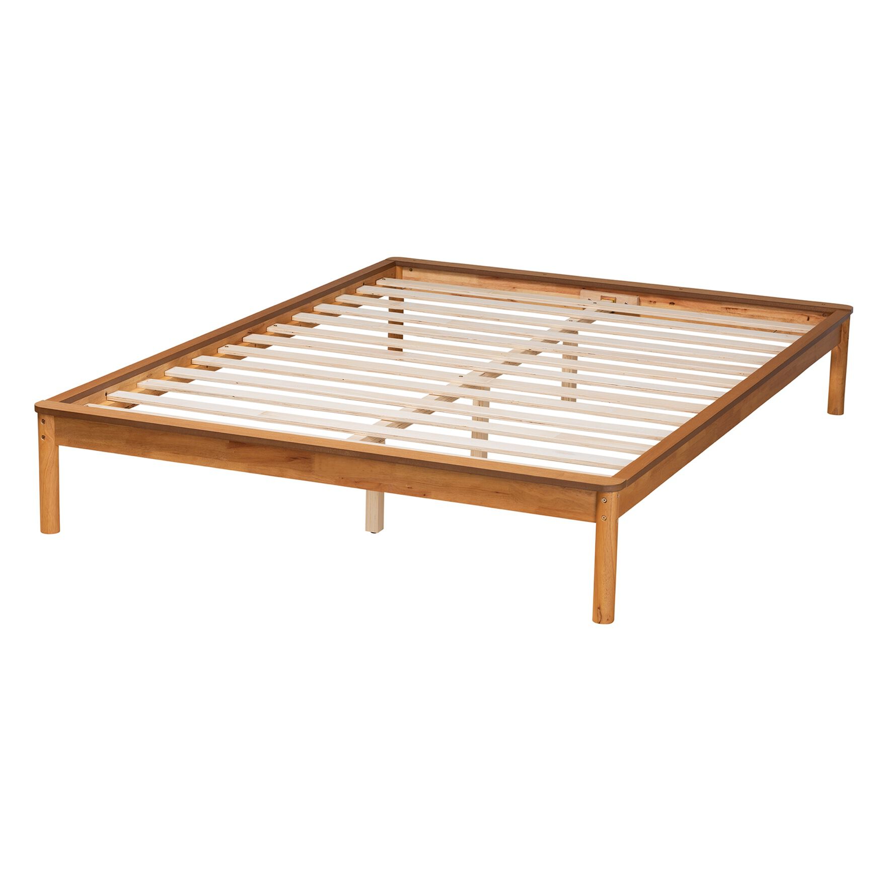 Efren Mid-Century Modern Honey Oak Finished Wood Full Size Bed Frame, , alternate image number 2