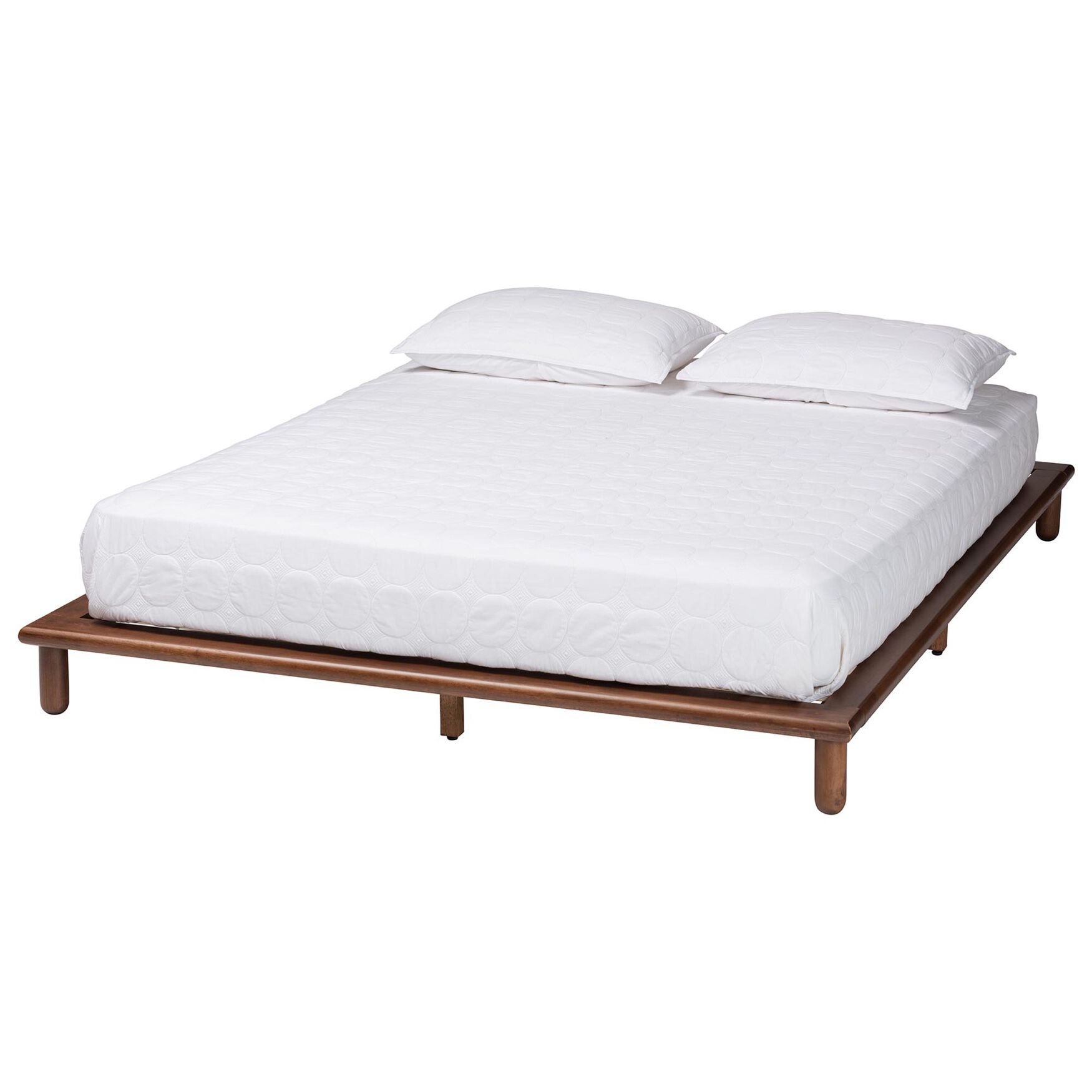 Alivia Mid-Century Modern Walnut Brown Finished Wood King Size Bed Frame, WALNUT BROWN, hi-res image number 0