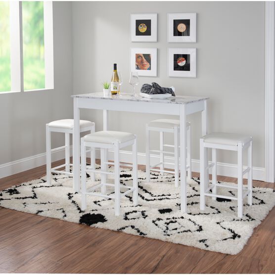 Lancer 5-Pc. Tavern Set White Faux Marble, , alternate image number null