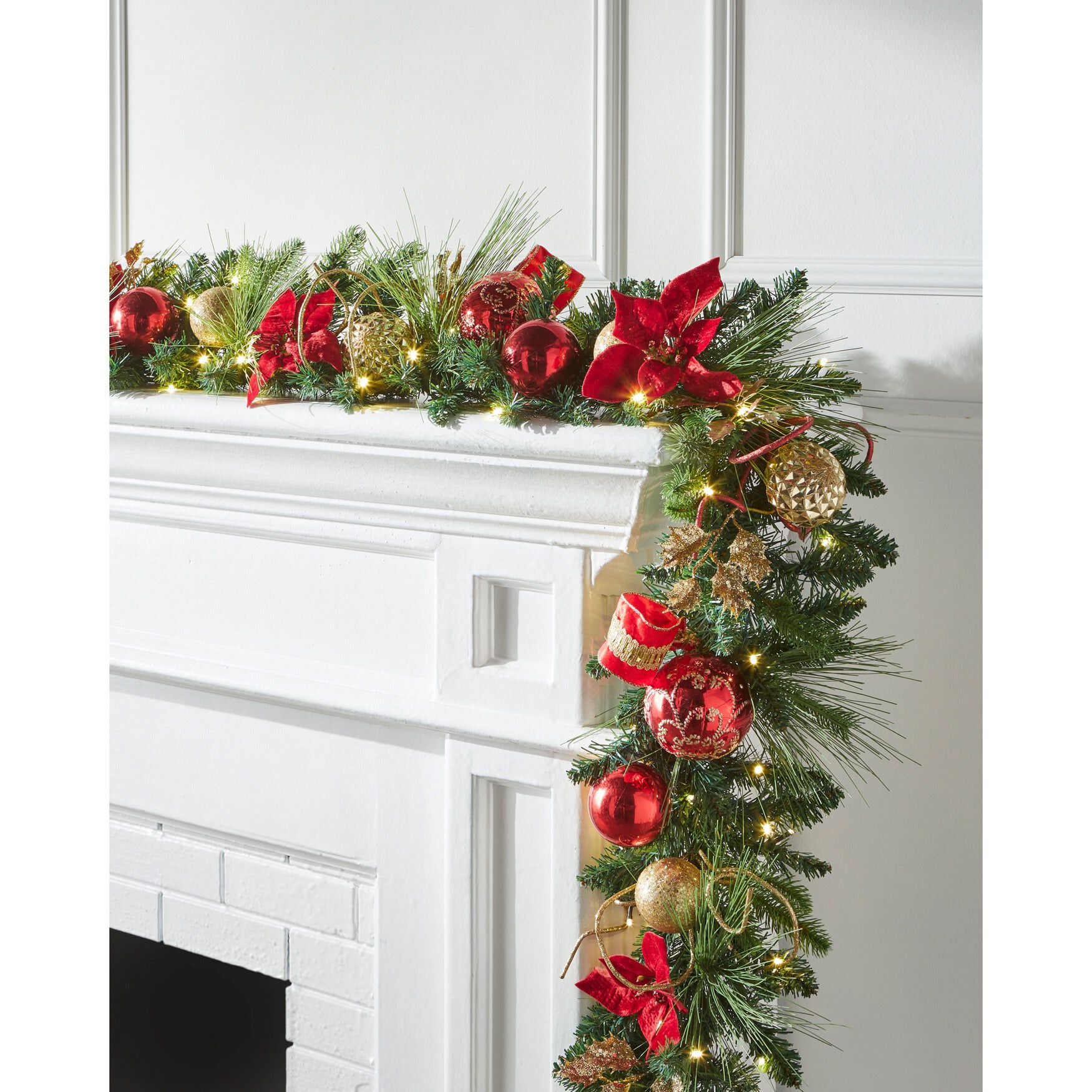 6' Pre-Lit Red Ribbon Garland