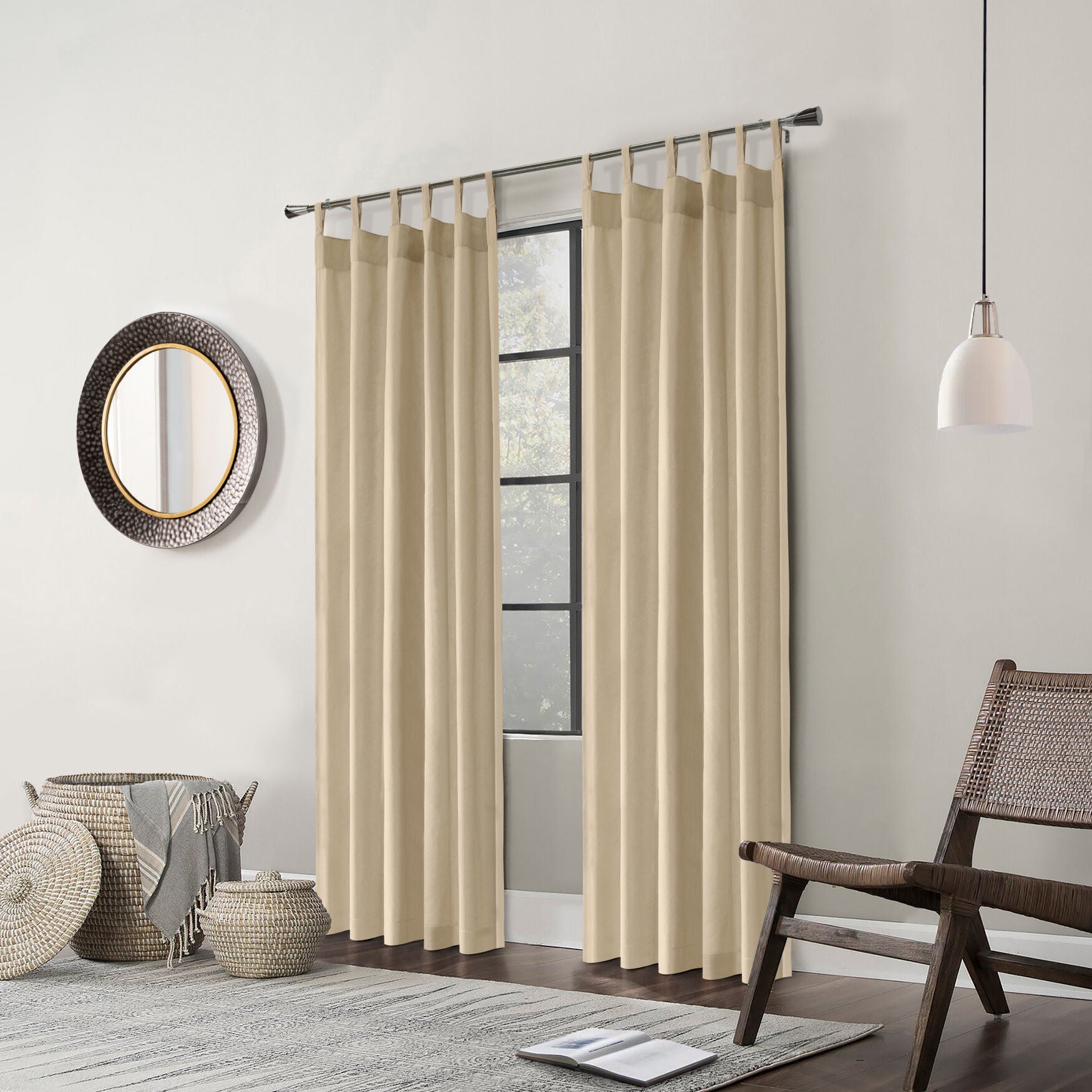 Weathermate Topsions Room Darkening Curtain Panel Pair, KHAKI, hi-res image number 0