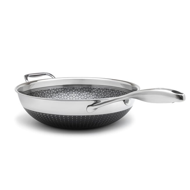 LIVWELL DiamondClad™ 12 inches Hybrid Nonstick Stainless Steel Wok Pan, Dishwasher Safe, PFOA-free – Silver/Black, SILVER, alternate image number 2