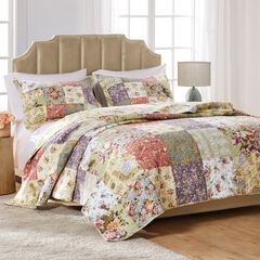 Blooming Prairie Floral 100% Cotton Patchwork Quilt Set