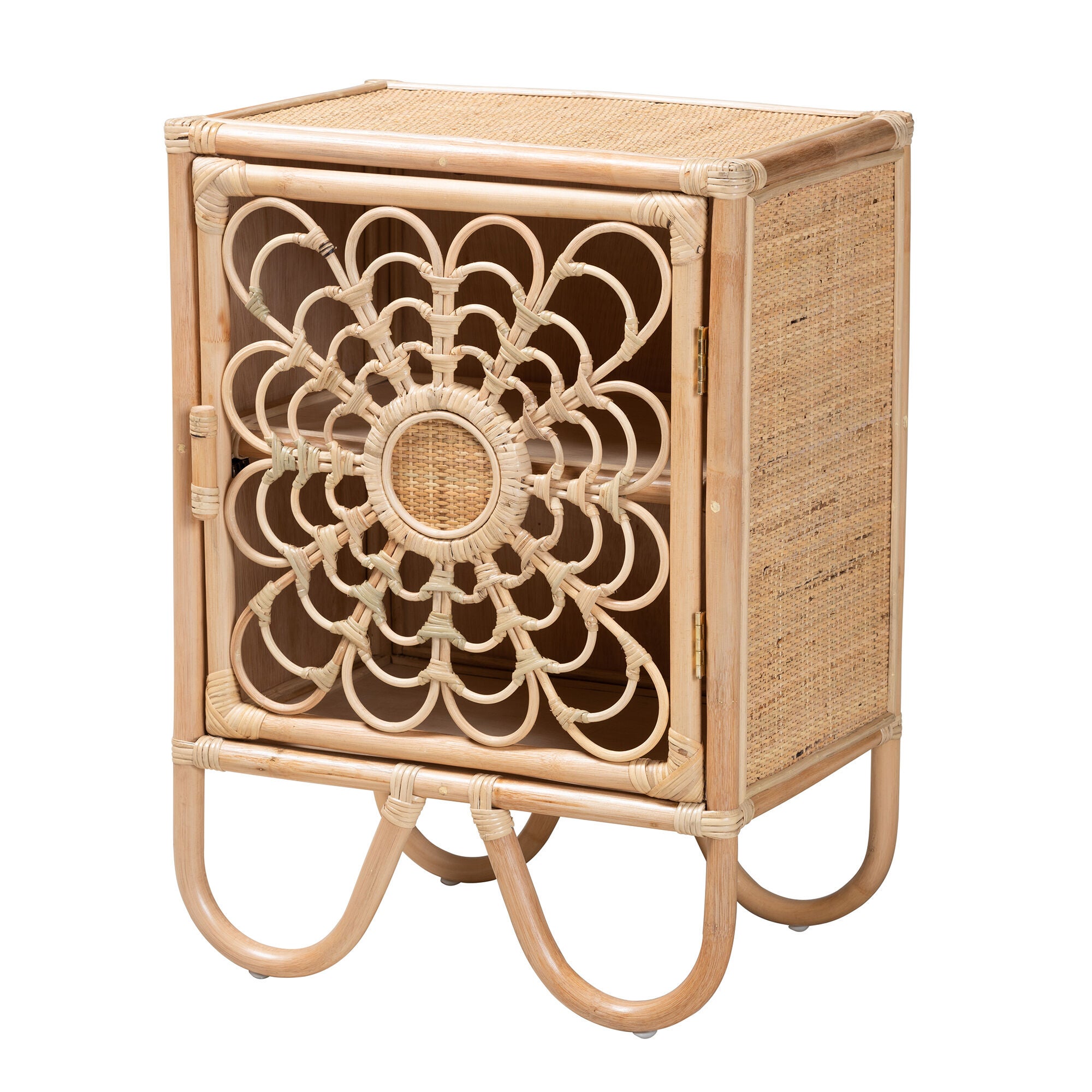 Acelin Modern Bohemian Natural Brown Rattan Nightstand, NATURAL BROWN, alternate image number 2