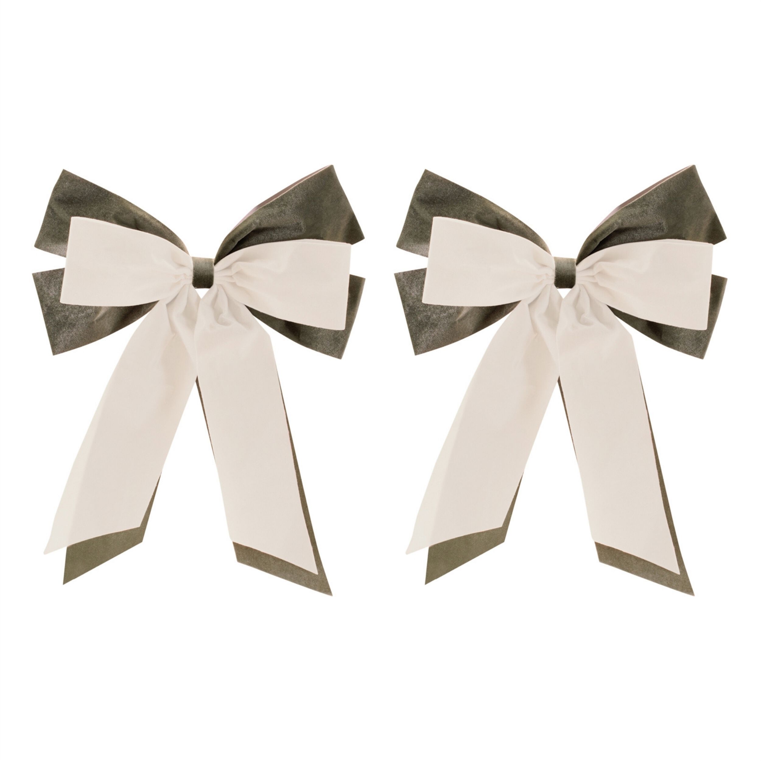 Double Bow Ornament (Set of 2), GREEN CREAM, alternate image number 2