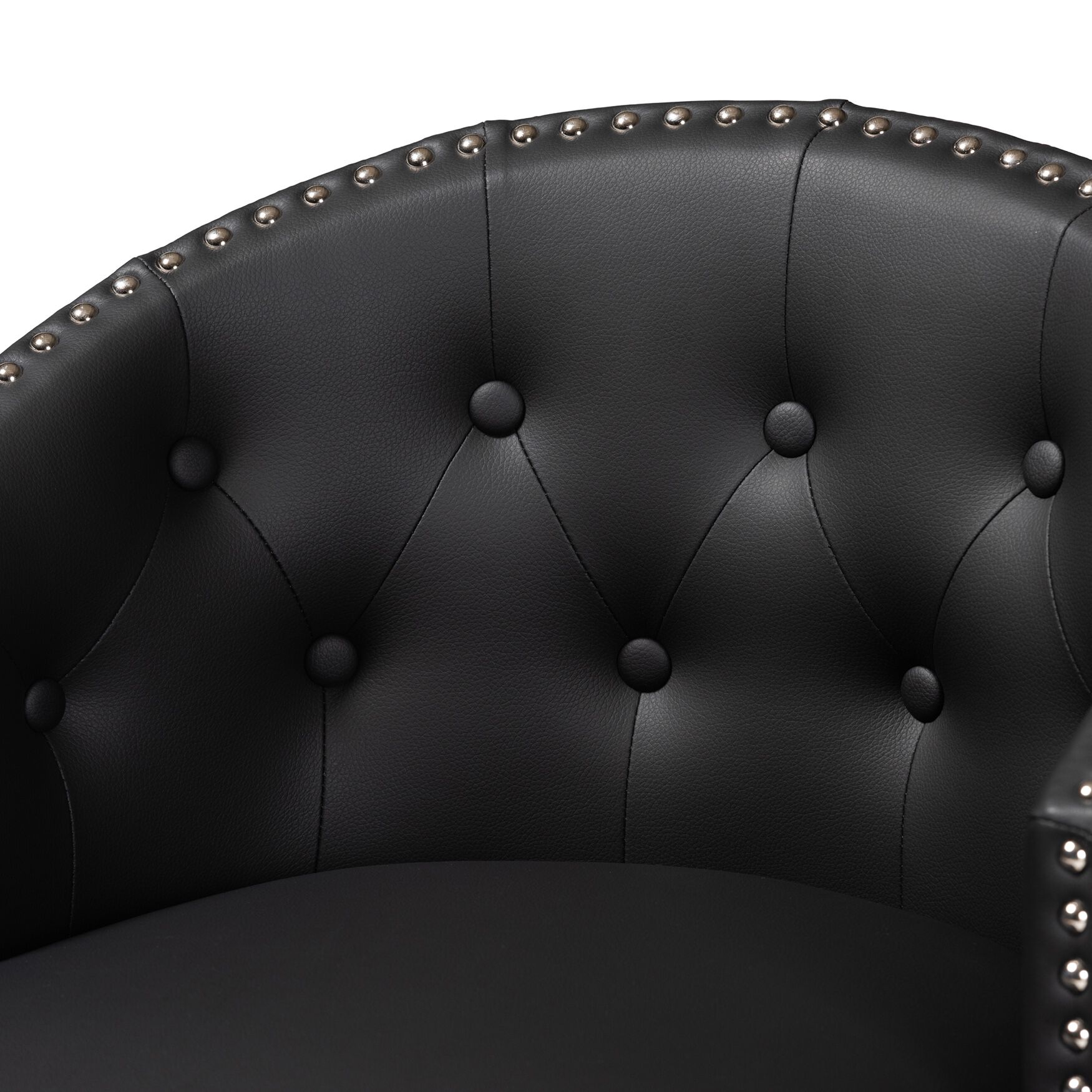 Theron Mid-Century Transitional Black Faux Leather and Espresso Brown Finished Wood 2-Piece Swivel Counter Stool Set, , alternate image number 9