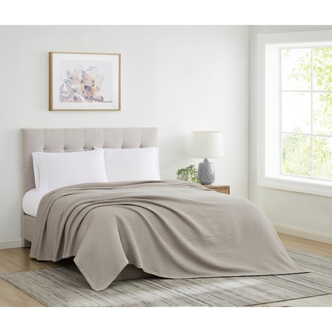 Heritage Cotton Waffle Blanket, KHAKI, hi-res image number null