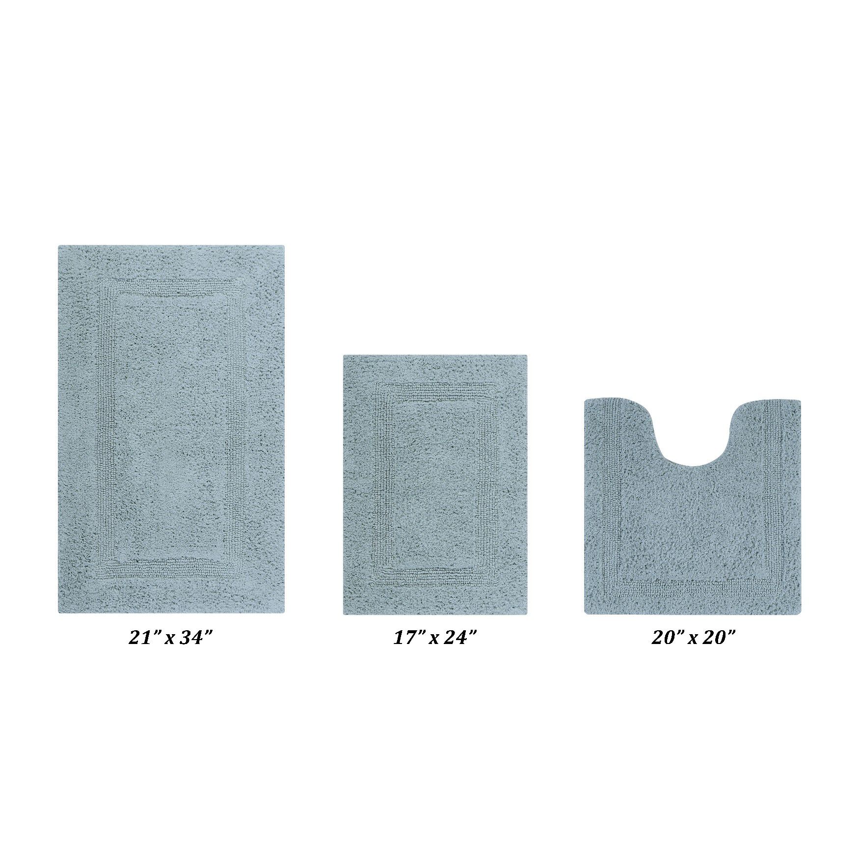 Lux Collectionis Bath Mat Rug 3 Piece Set (17 inches x 24 inches | 21 inches x 34 inches | 24 inches x 40 inches), BLUE, hi-res image number 0