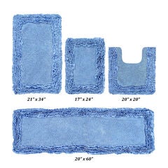 Shaggy Border Bath Rug Mat, 5 Pc Set, (17" X 24" | 20" X 20" | 21" X 34" | 24" X 40" | 20" X 60")