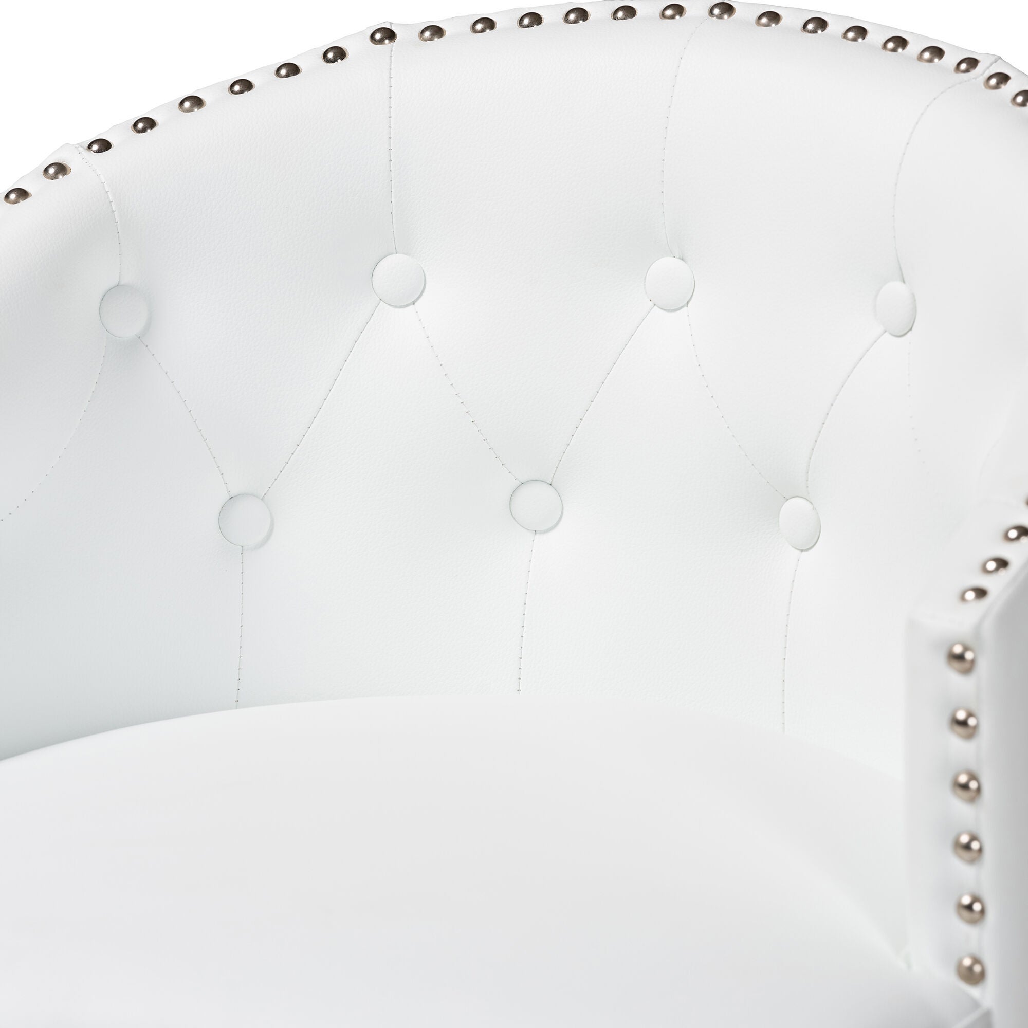 Theron Mid-Century Transitional Black Faux Leather and Espresso Brown Finished Wood 2-Piece Swivel Counter Stool Set, WHITE, alternate image number 5