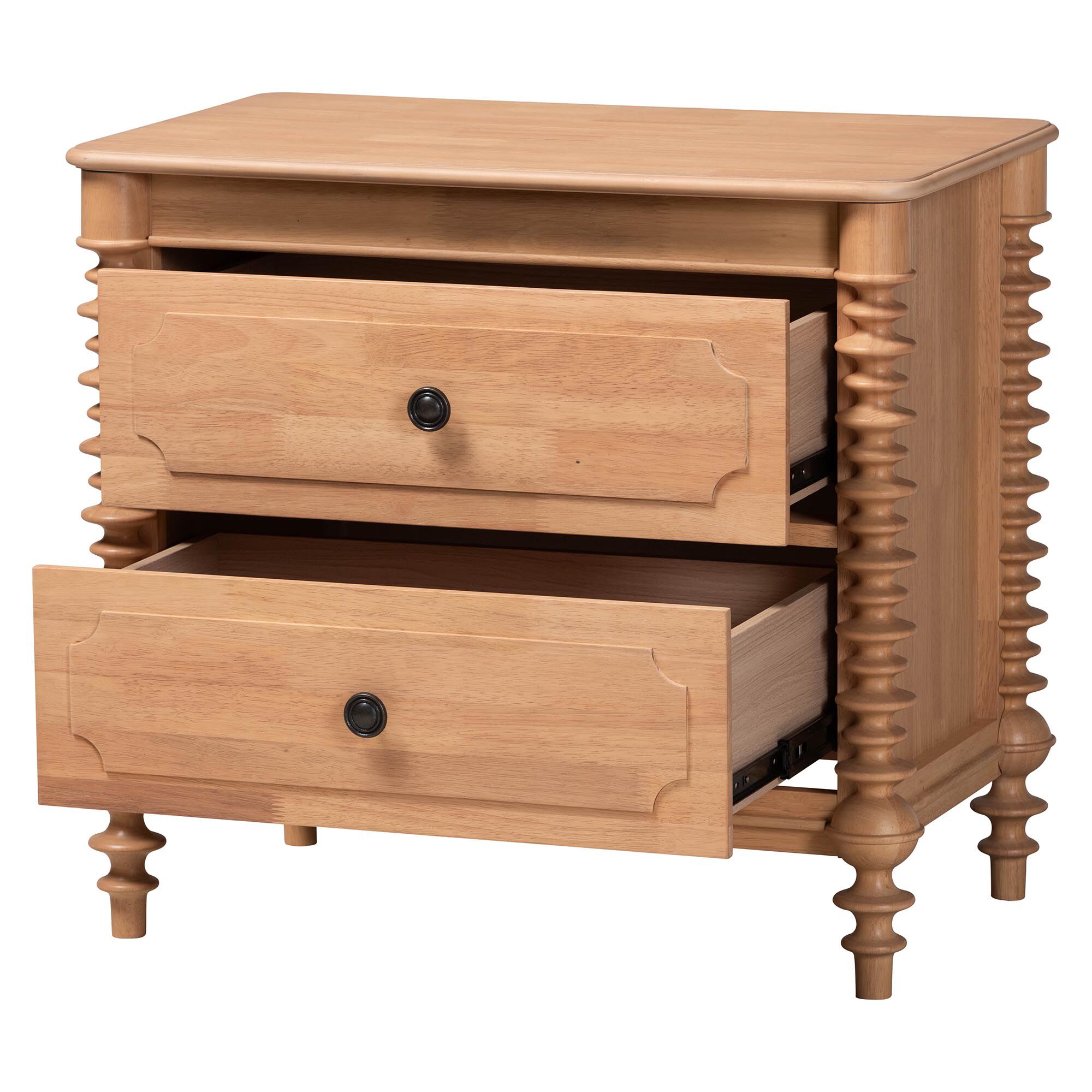 Neviah 2-Drawer Nightstand, BEECH BROWN, alternate image number 3