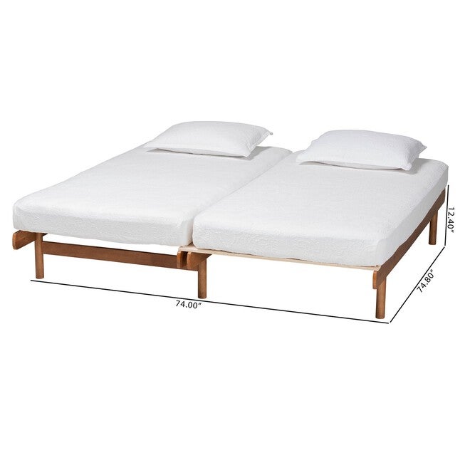 Bolivia Mid-Century Modern Walnut Brown Wood Expandable Twin To King Bed Frame, , alternate image number 11