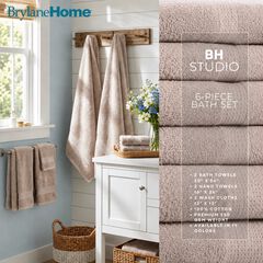 BH Studio 6-Piece 100% Cotton Bath Towel Set, 550 GSM