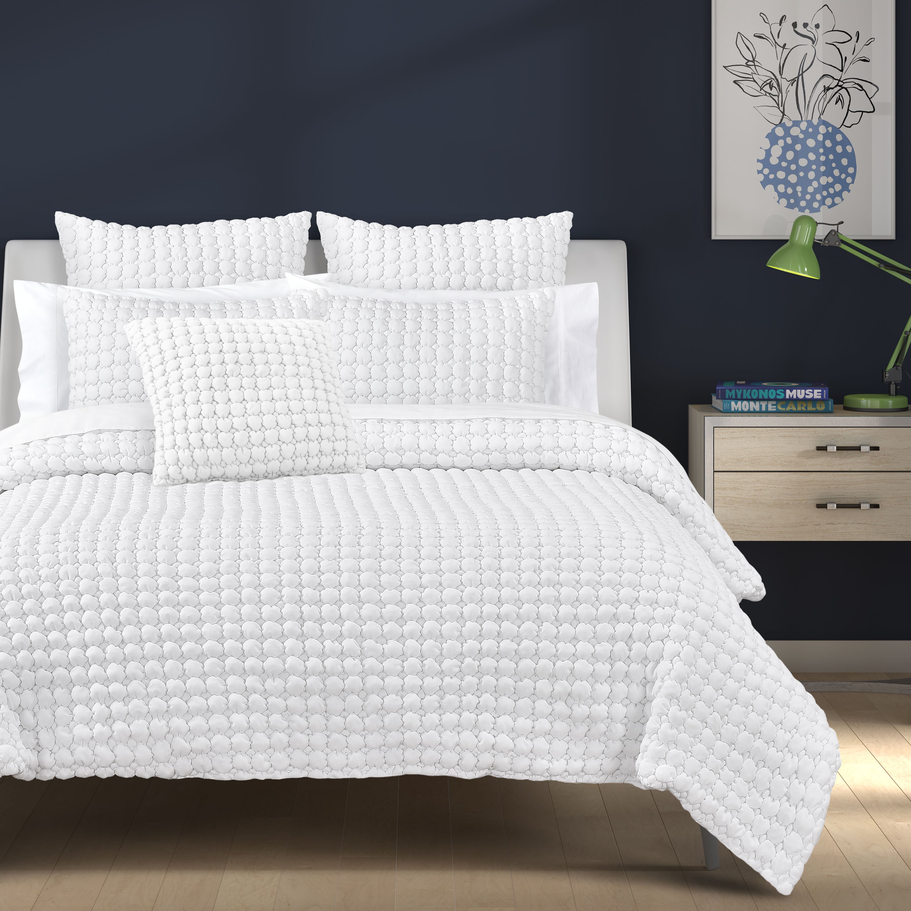 CLOUD PUFF FULL/QUEEN 3PC. QUILT SET, WHITE, hi-res image number 0