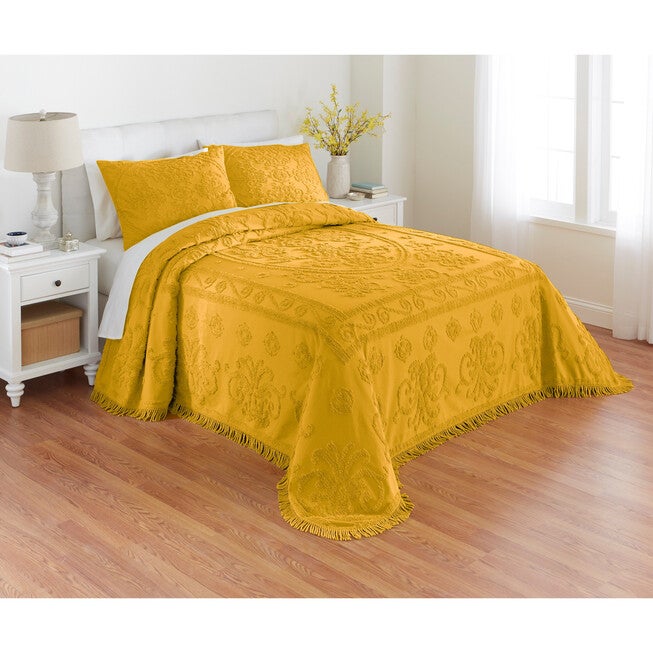 Natalie Chenille Bedspread, YELLOW, hi-res image number 0
