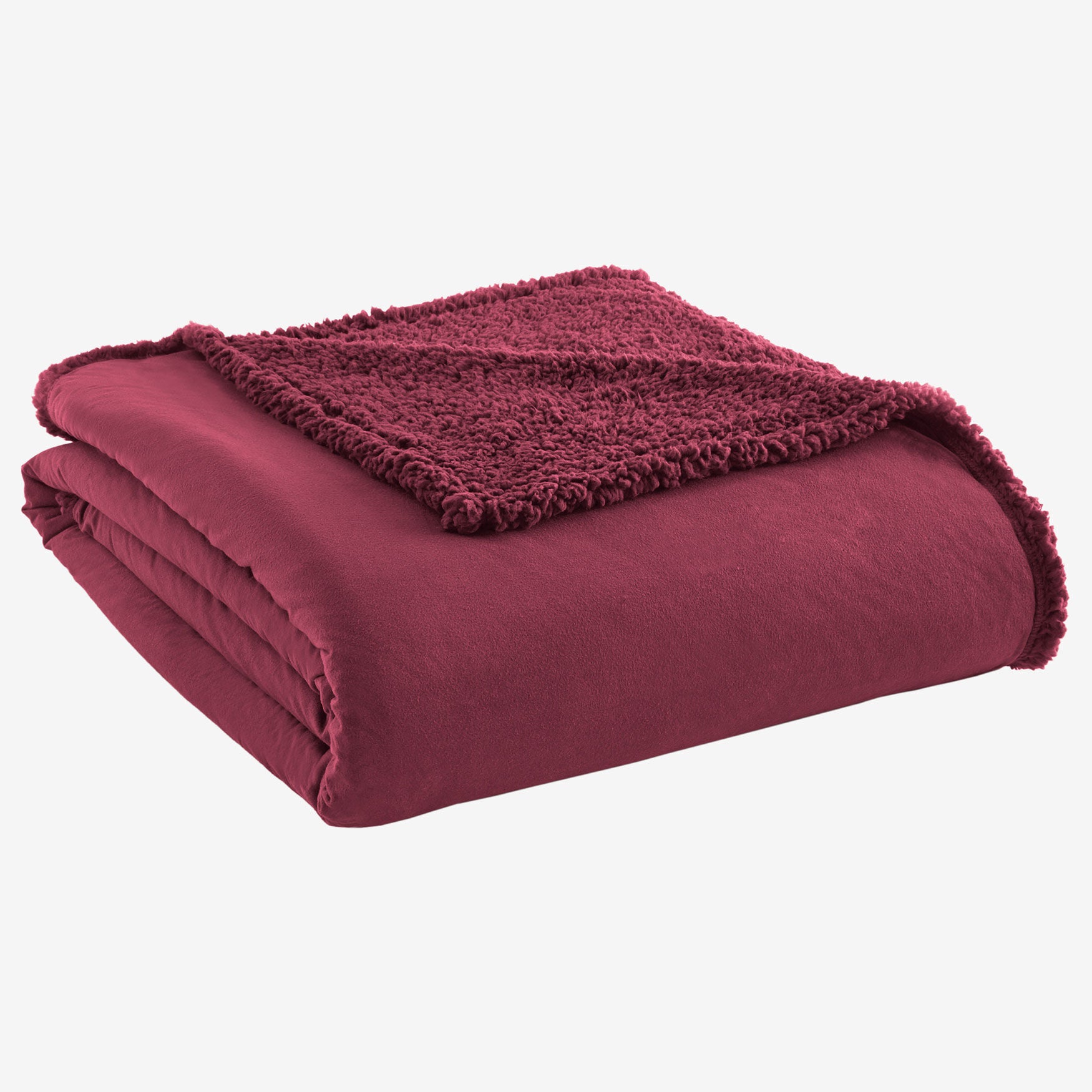 Micro Flannel® Reverse to Sherpa Blanket, WINE, hi-res image number 0