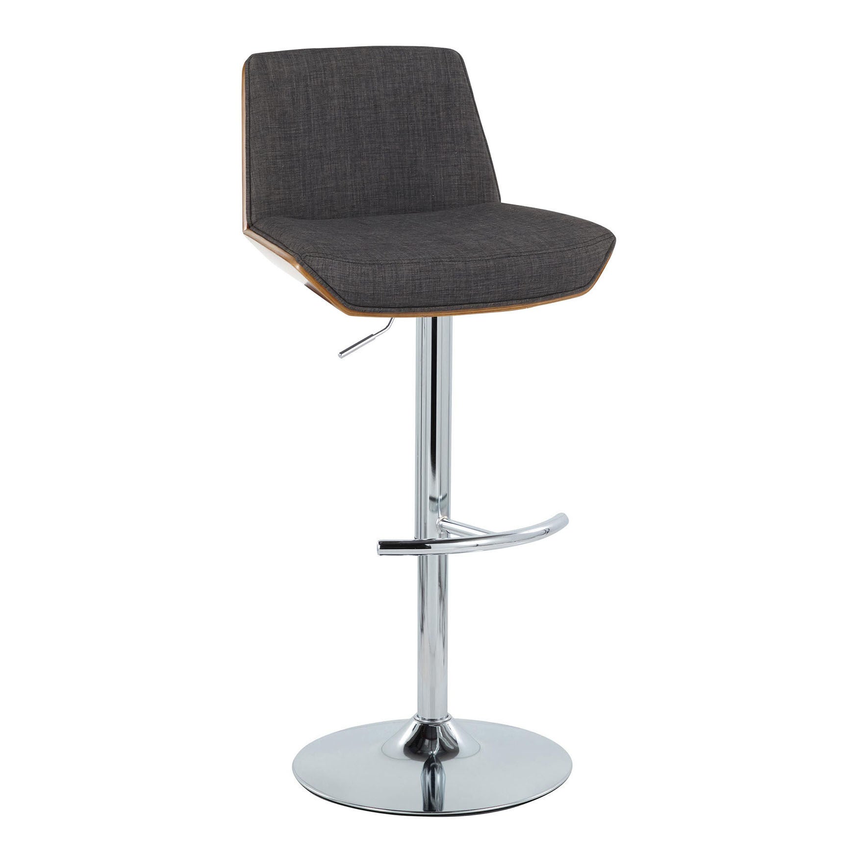 Corazza Adjustable Barstool - Set Of 2, CHROME WALNUT CHARCOAL, hi-res image number 0