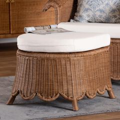 Detta Natural Rattan Footstool with Cushion