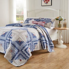 Cottage Cabin Calico Patchwork Print Quilt Set, Calico, 3-Piece King