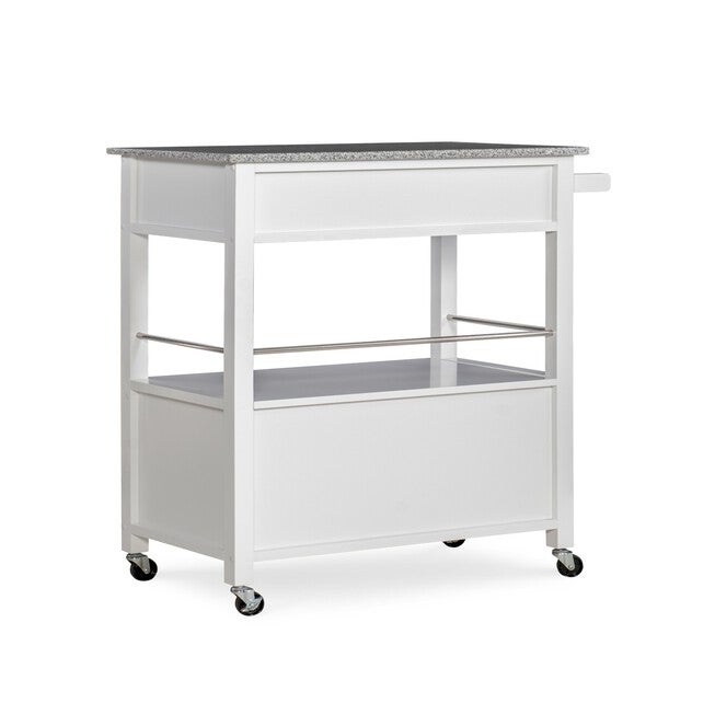 Cameron White Kitchen Cart With Granite Top, , on-hover image number 1