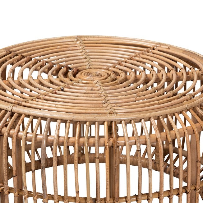 Aliane Modern Bohemian Natural Brown Antique Rattan Coffee Table, , on-hover image number null