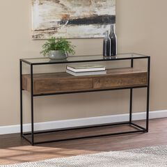 Olivern Glass Top Console Table W Storage