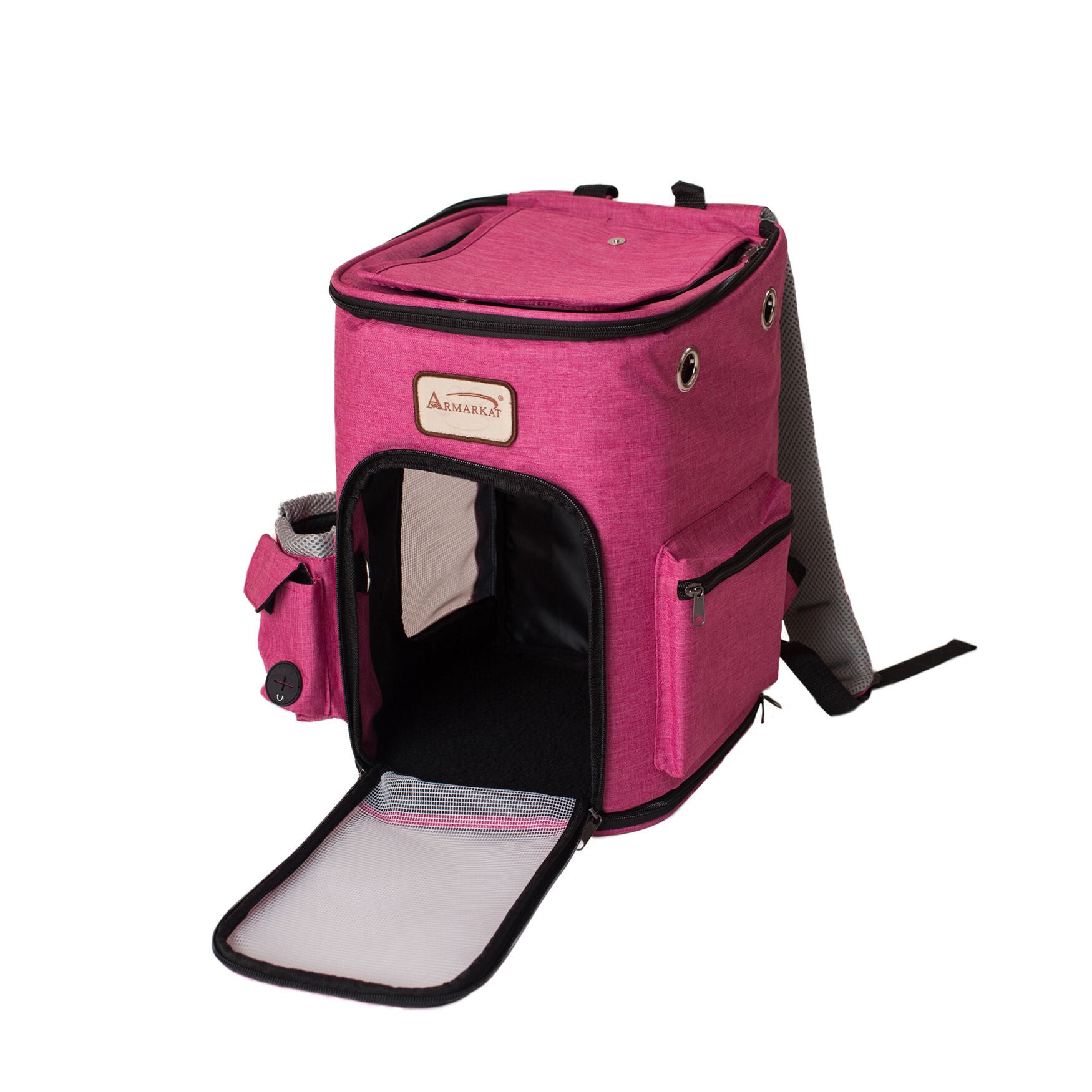 Pet Backpack Pet Carrier In PInk and Gray Combo, , alternate image number 2