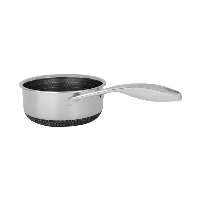 LIVWELL DiamondClad™ 1.5 Quart Hybrid Nonstick Stainless Steel Saucepan and Lid, Dishwasher Safe, PFOA-free – Silver/Black, SILVER, alternate image number null