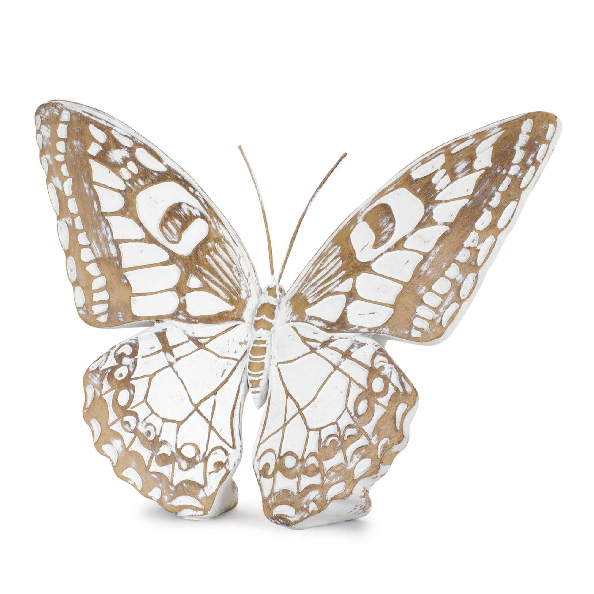 Butterfly (Set of 3) 6.75 inchesL x 5.5 inchesH, 7 inchesL x 5.5 inchesH, 7.25 inchesL x 5.75 inchesH Resin, WHITE/BROWN, alternate image number 3