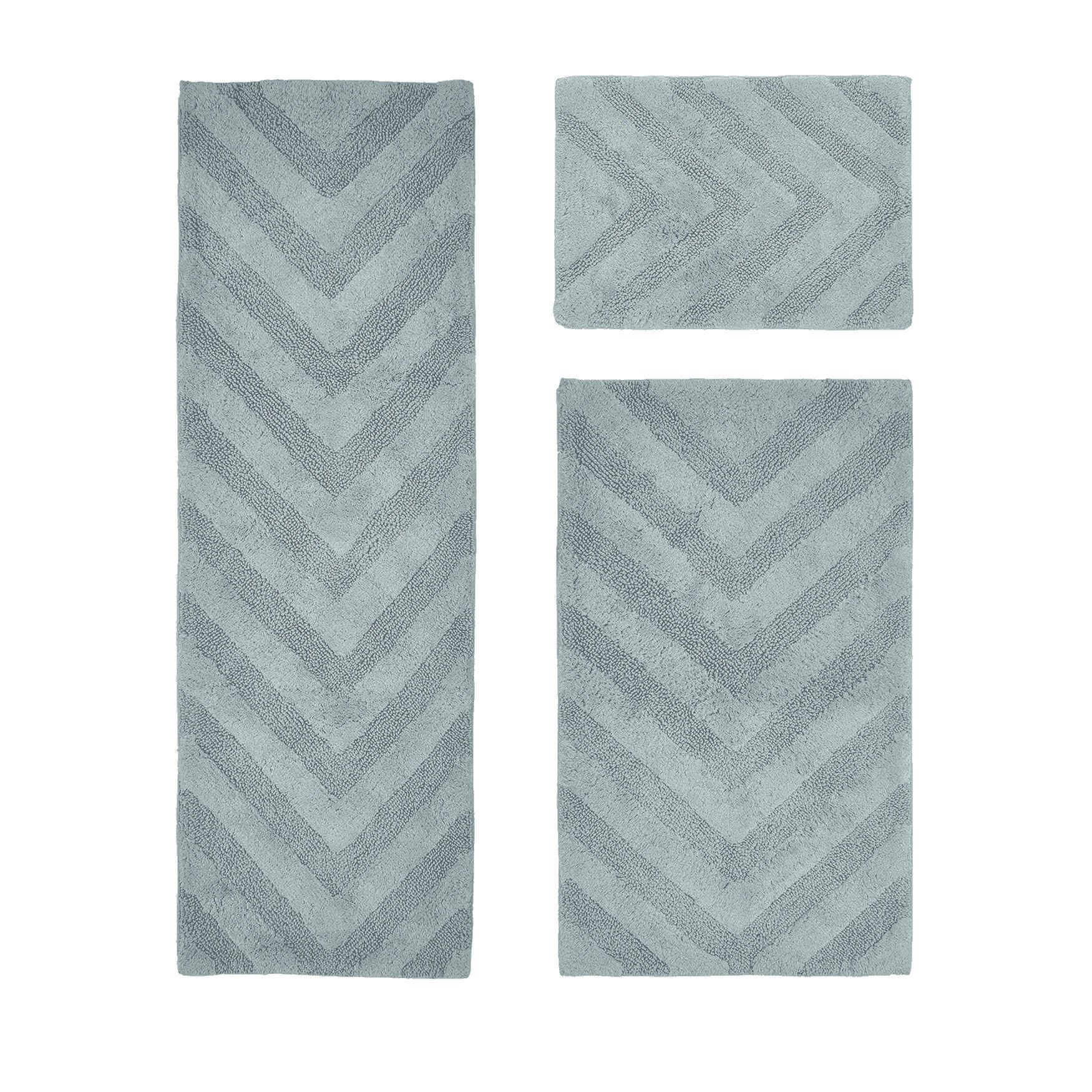 Hugo Collection 100% Cotton 3 Piece (17 inches X 24 inches | 24 inches X 40 inches | 20 inches X 60 inches) Bath Rug Set, BLUE, hi-res image number 0