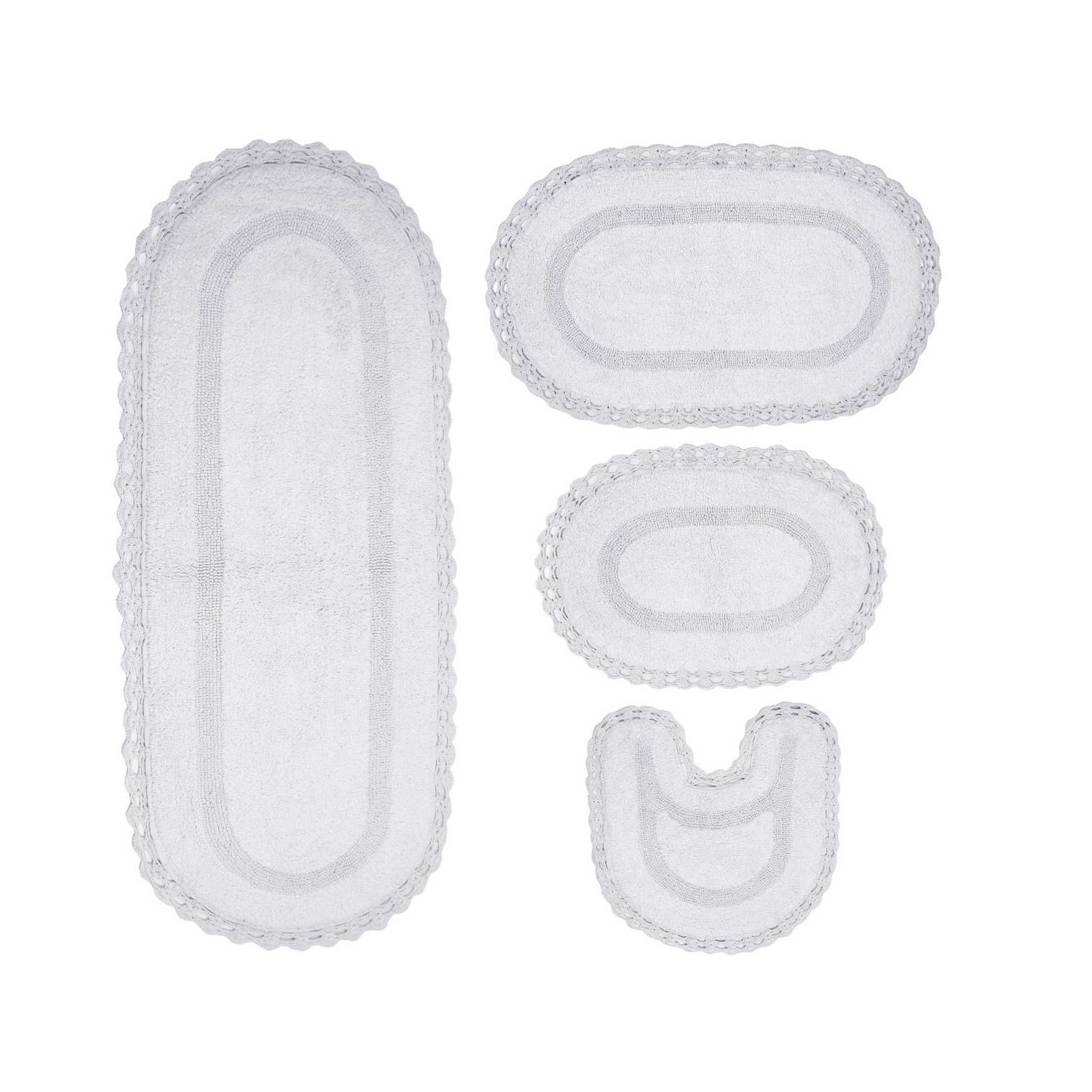 Hampton Crochet 4 Piece Bath Rug Collection, WHITE, hi-res image number 0