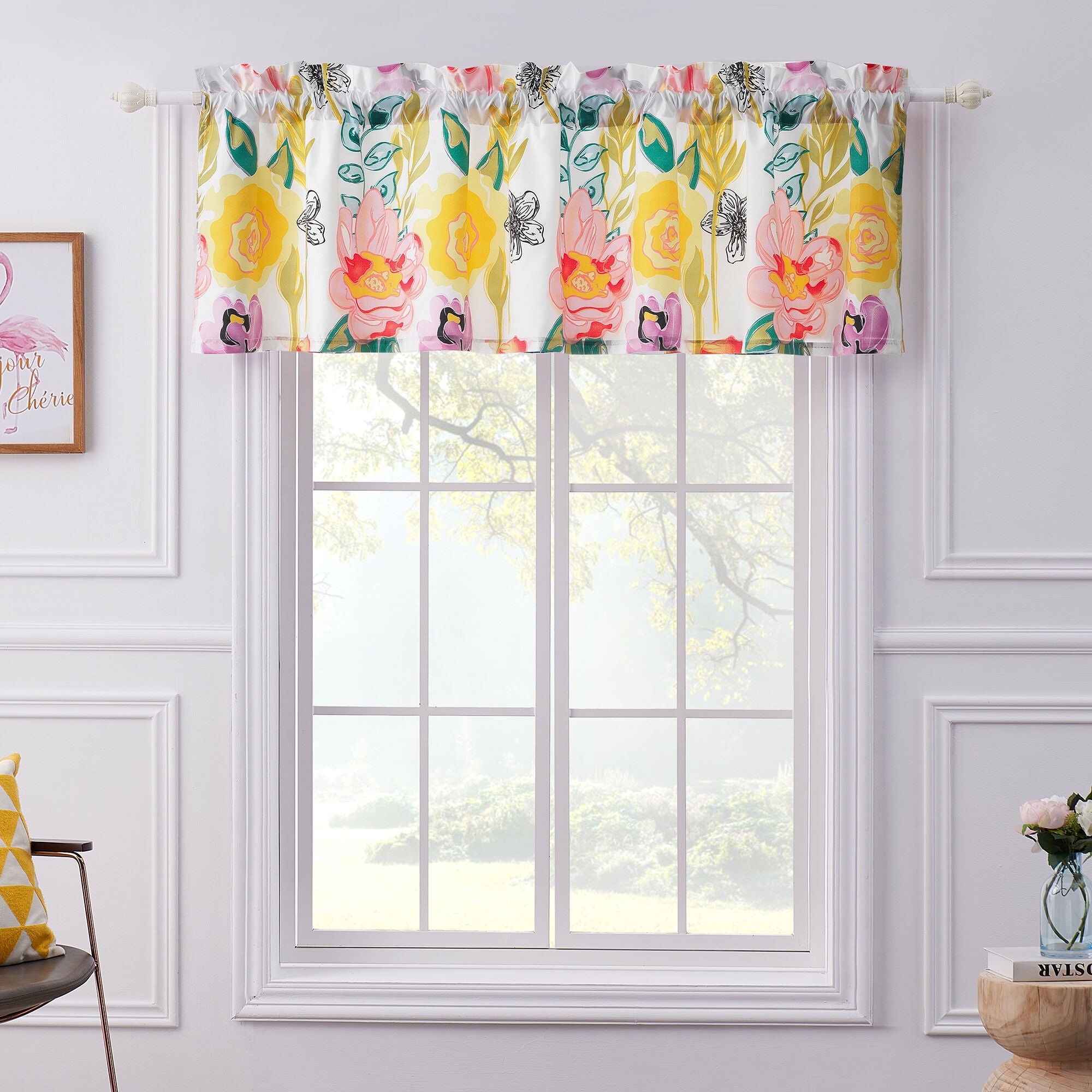 Watercolor Dream Window Valance Curtains, White, WHITE, alternate image number 2