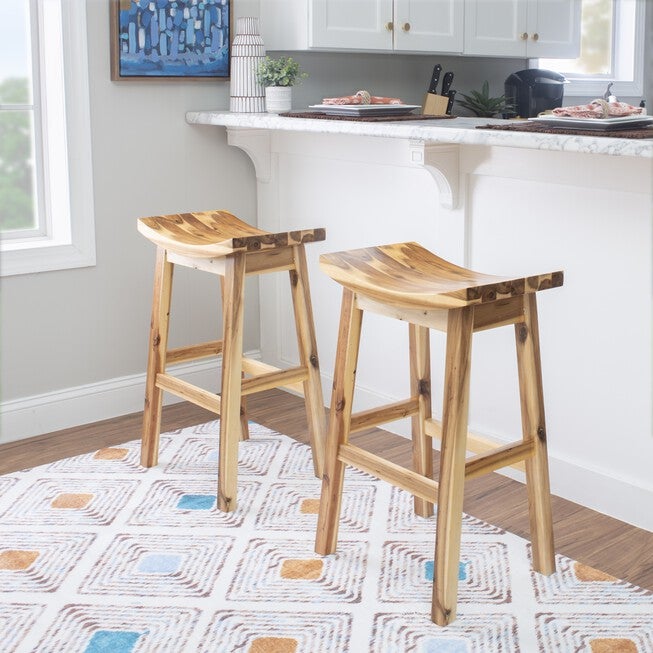 Archer Natural Saddle Barstool Backless Stools, , alternate image number null