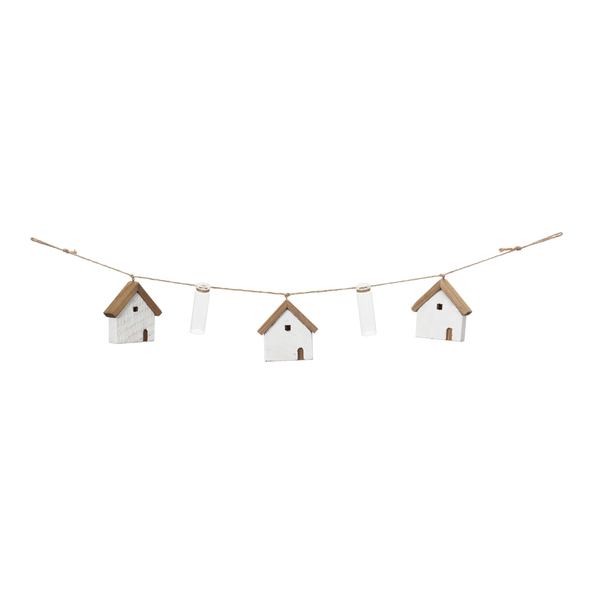 House and Tube Vase String Garland (Set of 2), WHITE GREEN BROWN, alternate image number 1