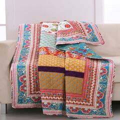 Thalia Bohemian Quilted Throw Blanket, Blue