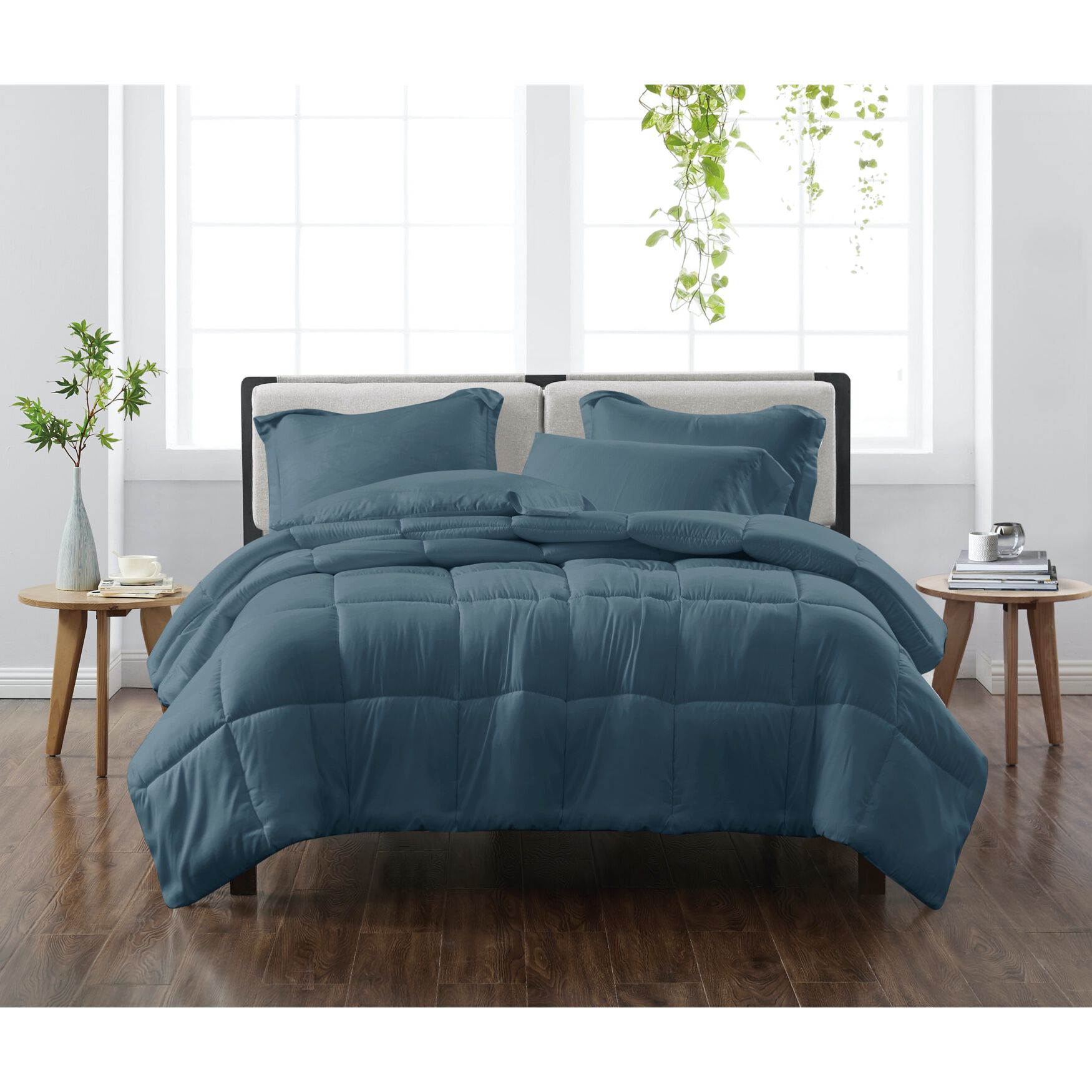 Heritage Solid Comforter Set, DARK BLUE, hi-res image number 0